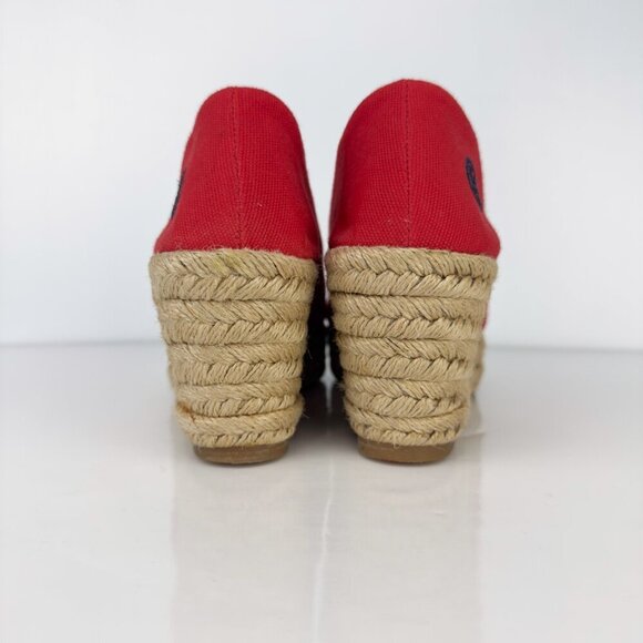 TORY BURCH Filipa Wedges Espadrilles Peep toes Red Size 9 B - Picture 7 of 15